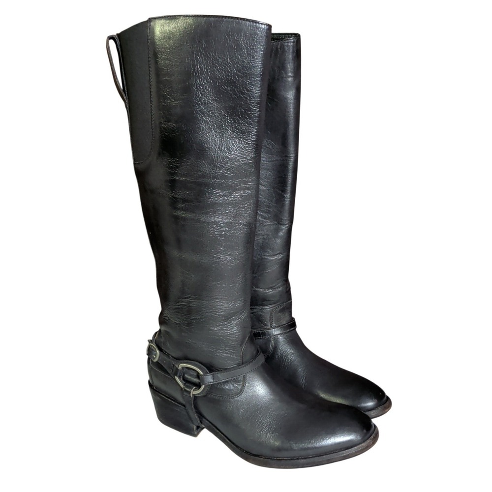 Ariat Tall Black Leather Harness Moto Boots